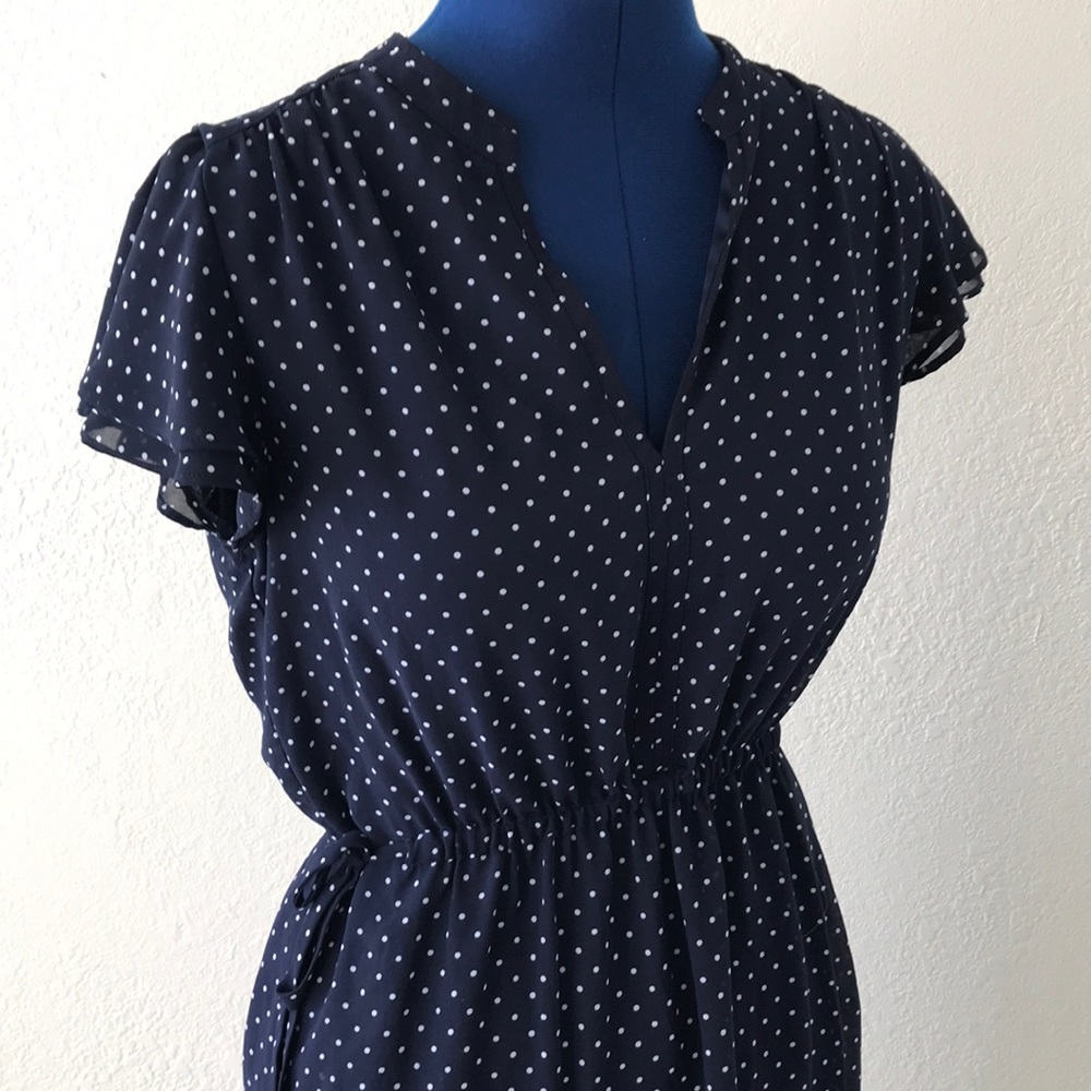Navy blue polka dotted dress